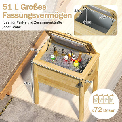 Dřevěný venkovní chladicí box 51L s madly a otvírákem