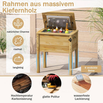 Dřevěný venkovní chladicí box 51L s madly a otvírákem