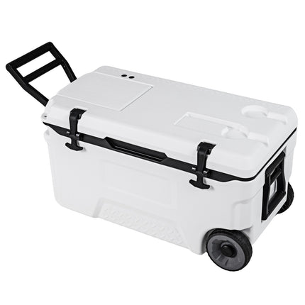 53 Quart Rolling Cooler with Fish Ruler and Wheels