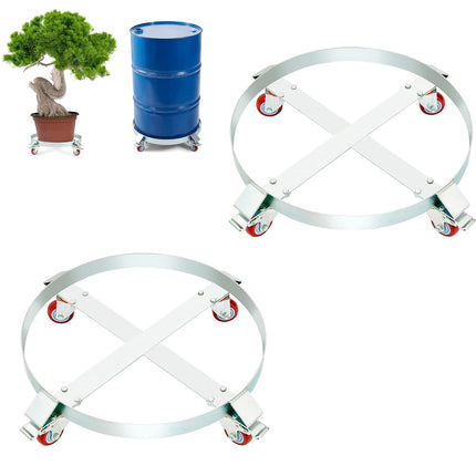 55 Gallon Drum Dolly, 2-Pack, 1000 lb, 4 Swivel Casters