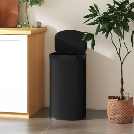 55L Sensor Trash Can, Soft-Close Lid, Stainless Steel, Black