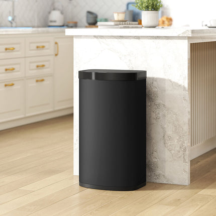 55L Sensor Trash Can, Soft-Close Lid, Stainless Steel, Black