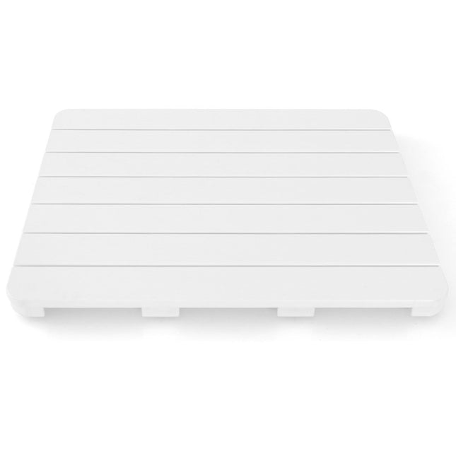 55 x 34 cm toilet mat made of Hips wood design, bath mat, can hold up to 150 kg, white, corrosion-resistant, rust-proof, durable