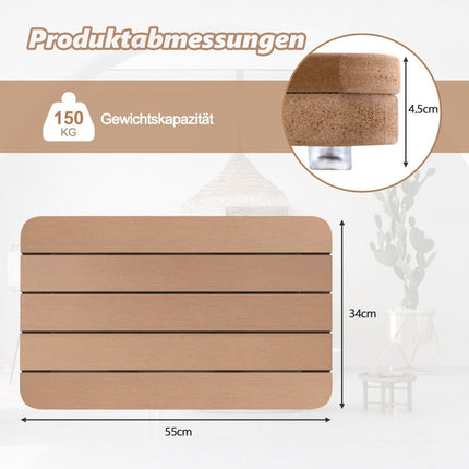 Předložka k WC 55 x 34 cm z HIPS v dekoru dřeva, koupelnová předložka, nosnost do 150kg, hnědá, odolná korozi a rzi