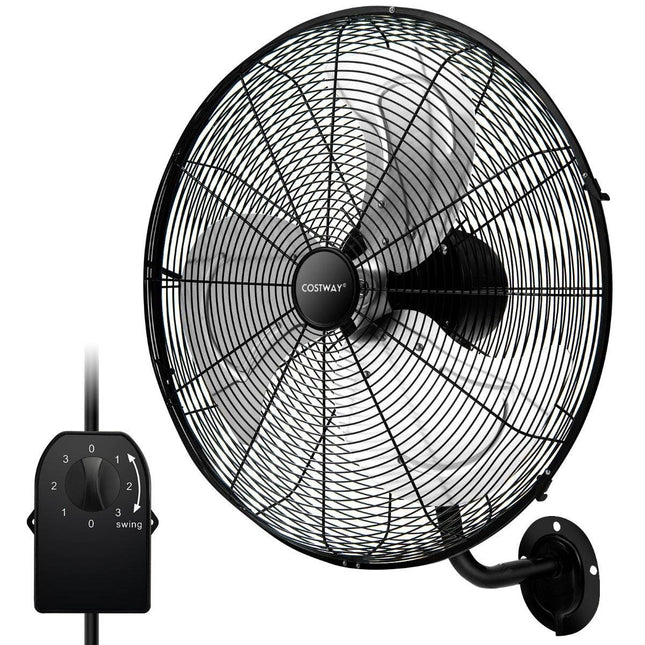 Ø56 cm nástěnný oscilační ventilátor pro sklad, skleník, dílnu, terasu a sklep, černý