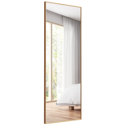 Celopostavové zrcadlo 56 x 150 cm HD k zavěšení i opření, nástěnné zrcadlo, zlatá