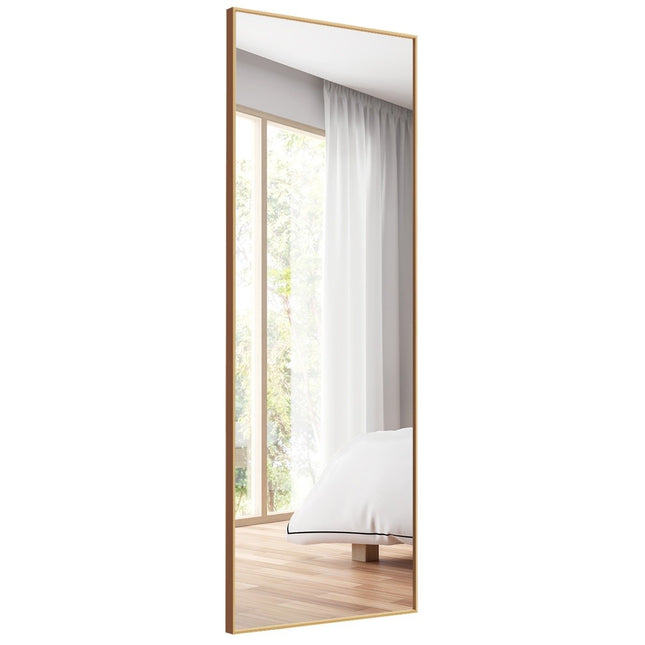 56 x 150 cm HD staande spiegel om op te hangen of te leunen wandspiegel goud