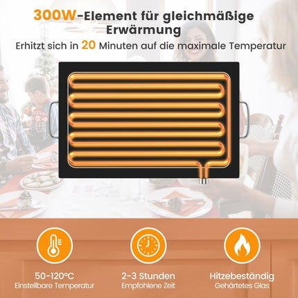 Ohřívací deska 56 x 36 cm, elektrický ohřívač jídla s funkcí vyhřívané desky 50 - 120℃