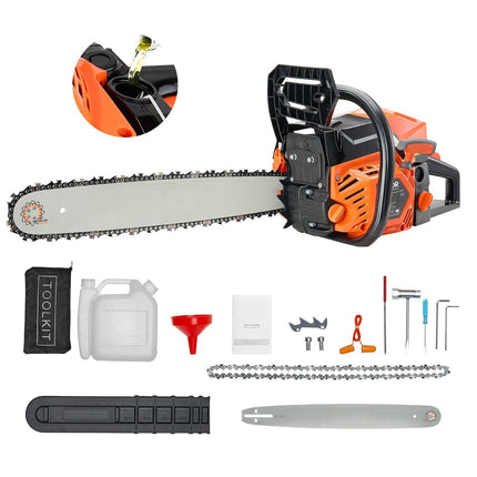 58cc Gas Chainsaw, 20-Inch Bar, 2.7 HP Dual Tanks