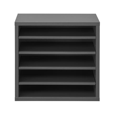 5-Compartment Literature Organizer, Adjustable Shelves, Gray