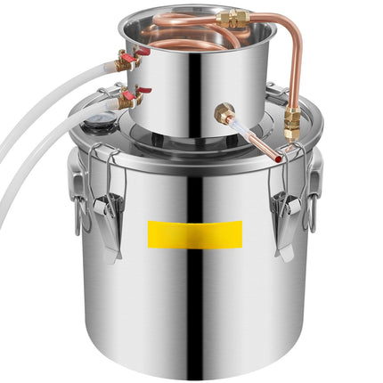 5 Gallon Alcohol Still Kit, Stainless Steel, Copper Coil, Thermometer