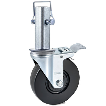 5 Inch Rubber Swivel Caster Wheels, Dual Lock, 4 Pack, 440 lb