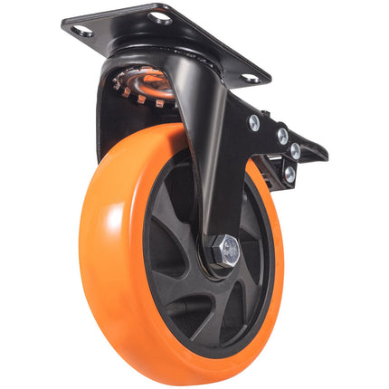 5-Inch Swivel Plate Casters, Set of 4, Locking PVC
