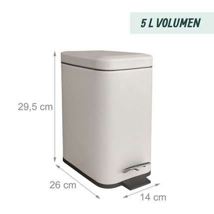 Koupelnový koš 5L, soft-close, nožní pedál, matné provedení