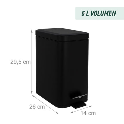 Koupelnový koš 5L, soft-close, nožní pedál, matný povrch