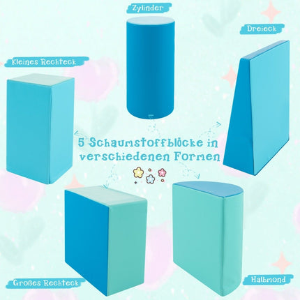 Pěnové kostky 5 ks, obří stavební kostky na běhání a lezení, velké kostky, modrá