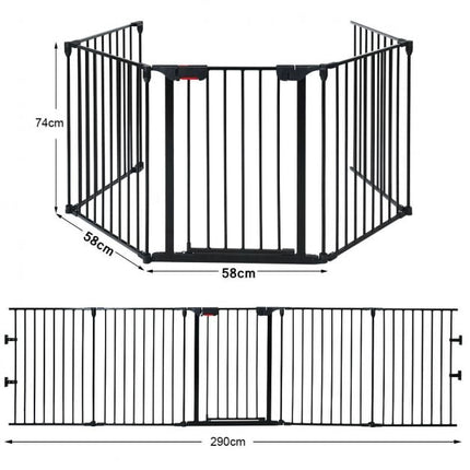 5-Panel Steel Baby Safety Gate, Playpen and Fireplace Barrier