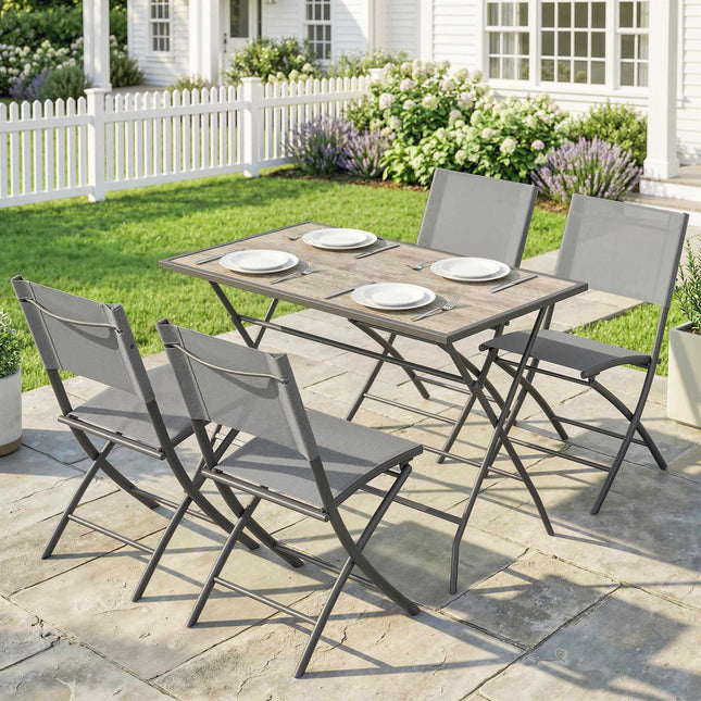 5-delige tuinset – opklapbare stoelen van gaas, tafel