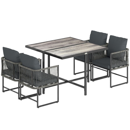 5-Piece Outdoor Patio Set with Cushions, Black and Gray