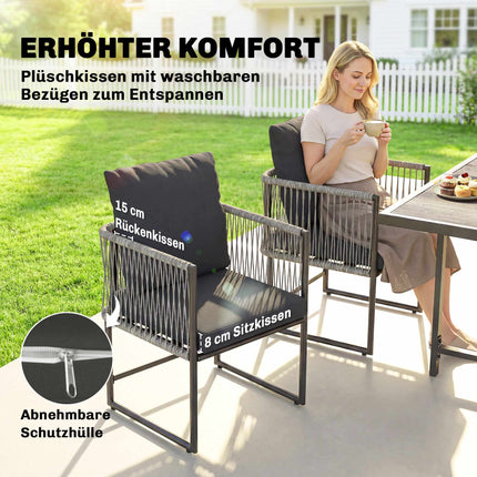5-Piece Outdoor Patio Set with Cushions, Black and Gray