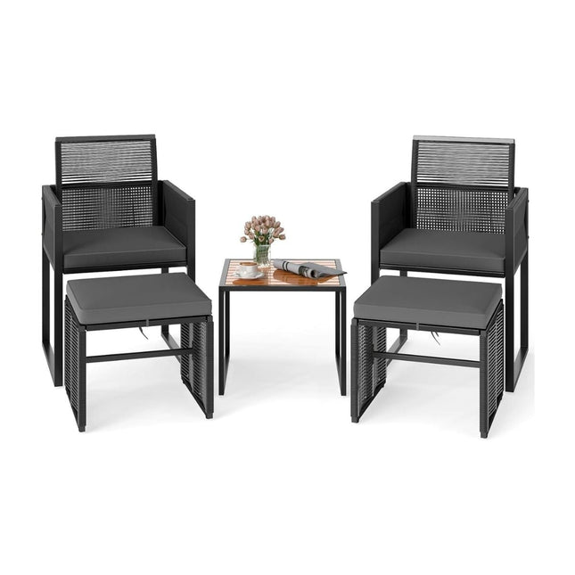 Ratanová zahradní sestava 5 ks s polstry a stolem