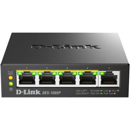 5portový Fast Ethernet PoE+ síťový switch