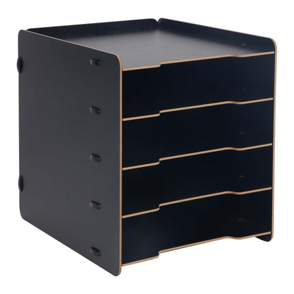 5-Slot MDF Letter Tray – Black Wood-Effect Desk Organiser