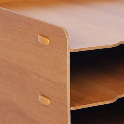 5-Slot MDF Letter Tray – Dark Brown Wood-Effect Organizer