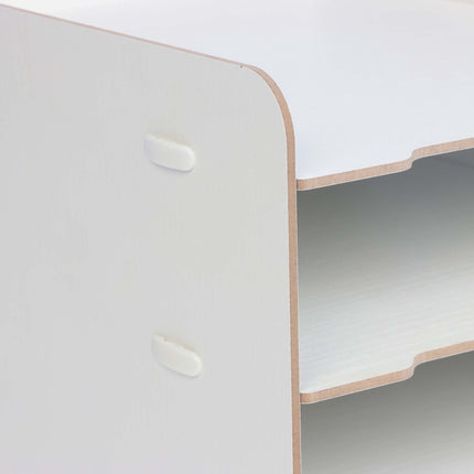 5-Slot MDF Letter Tray – White Wood-Effect Desk Organiser