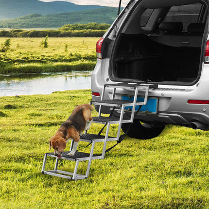 5-Step Folding Dog Stairs, Aluminum, 150 lb Capacity