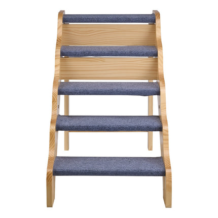 5-Step Wooden Pet Stairs, Non-Slip, 150 lb Capacity