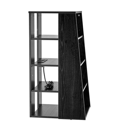 5-Tier AV Media Stand With Adjustable Shelves, Black Oak