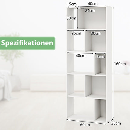 5patrová knihovna s 10 přihrádkami volně stojící dělicí regál dřevěný otevřený regál
