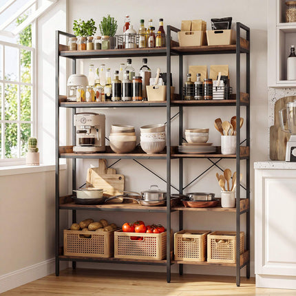 5-Tier L-Shaped Corner Bookshelf, Brown, 72x69x167 cm