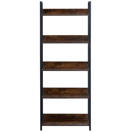 5-Tier Metal Bookshelf, Industrial, 60.6 in Tall, 30 lb per Shelf