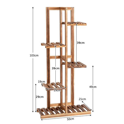 5patrový stojan na květiny z borovice, 103 cm, na zeď