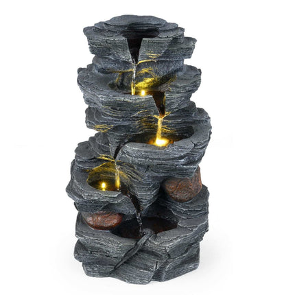 5-Tier Resin Garden Fountain with LED Lighting