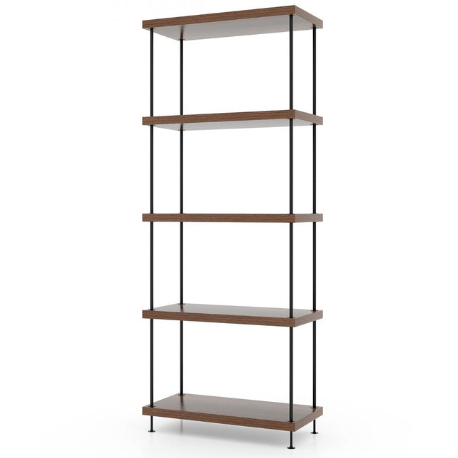 5patrový stojící regál s kovovým rámem industriální knihovna úložný regál 60 x 29.5 x 147 cm