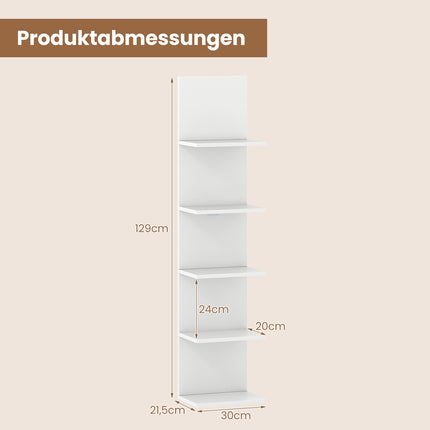 5patrová nástěnná police, bílá, úsporný design