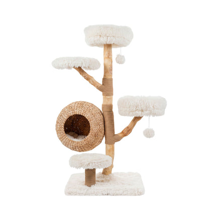 5-Tier White Cat Tree with Plush Perches & Jute Posts
