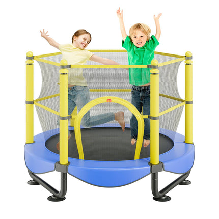 5ft Kids Trampoline With Safety Net, Basketball Hoop