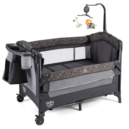 5-in-1 Baby Bassinet & Playpen with Diaper Changer, Gray