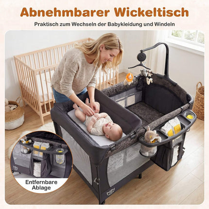 5-in-1 Baby Bassinet & Playpen with Diaper Changer, Gray
