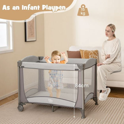 5-in-1 Babyreisebett Laufstall mit Wickeltisch, Grau