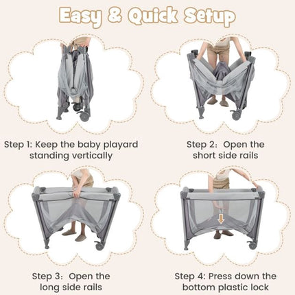 5-in-1 Babyreisebett Laufstall mit Wickeltisch, Grau