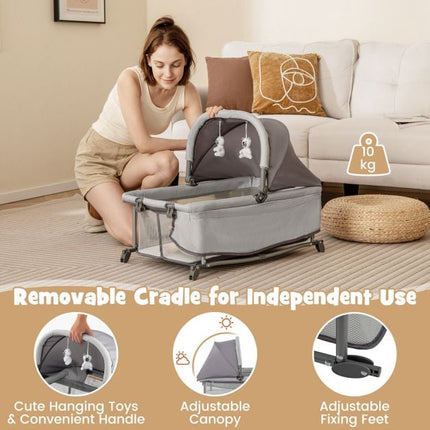 5-in-1 Babyreisebett Laufstall mit Wickeltisch, Grau