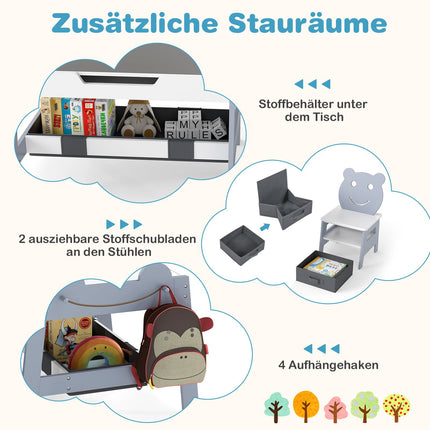 Dětský hrací stůl 5 v 1 s úložným prostorem, šedá
