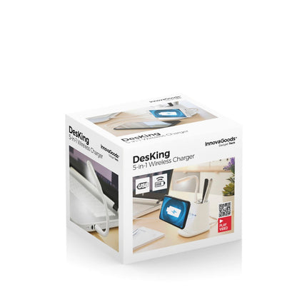Bezdrátová nabíječka 5 v 1 se stojanem-organizérem a USB LED lampou DesKing InnovaGoods