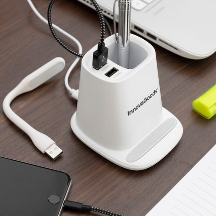 Bezdrátová nabíječka 5 v 1 se stojanem-organizérem a USB LED lampou DesKing InnovaGoods