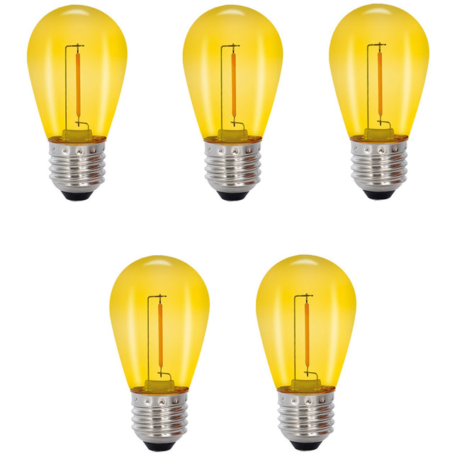 5 ks dekorativní LED žárovka E27 12V žlutá 30lm